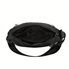 Flower Print Crossbody Bag Waterproof Nylon Shoulder Bag Zipper Purse