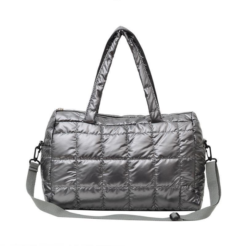 Quilted Metallic Crossbody Bag Large Capacity Handbag