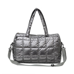 Quilted Metallic Crossbody Bag Large Capacity Handbag