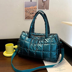 Quilted Metallic Crossbody Bag Large Capacity Handbag