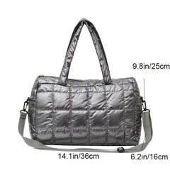 Quilted Metallic Crossbody Bag Large Capacity Handbag