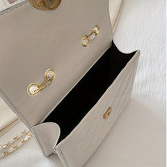 Quilted Square Flap Crossbody Bag with Pearl Chain Women's Handbag