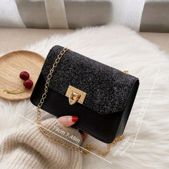 Glitter Chain Strap Shoulder Bag Flap Crossbody Work Dating