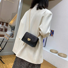 Glitter Chain Strap Shoulder Bag Flap Crossbody Work Dating