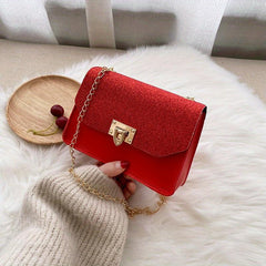 Glitter Chain Strap Shoulder Bag Flap Crossbody Work Dating
