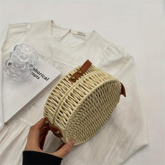 Rattan Woven Crossbody Bag Boho Style Straw Purse For Women
