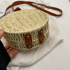 Rattan Woven Crossbody Bag Boho Style Straw Purse For Women