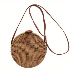 Rattan Woven Crossbody Bag Boho Style Straw Purse For Women