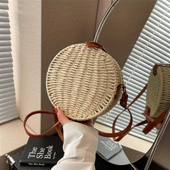 Rattan Woven Crossbody Bag Boho Style Straw Purse For Women