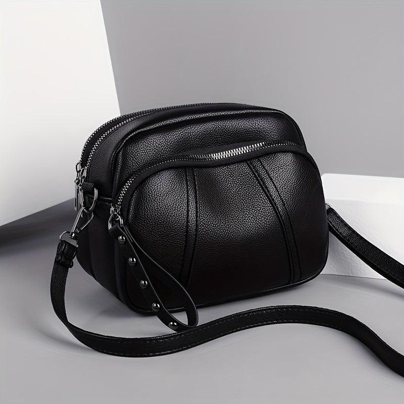 Vintage Studded Crossbody Bag with Pocket