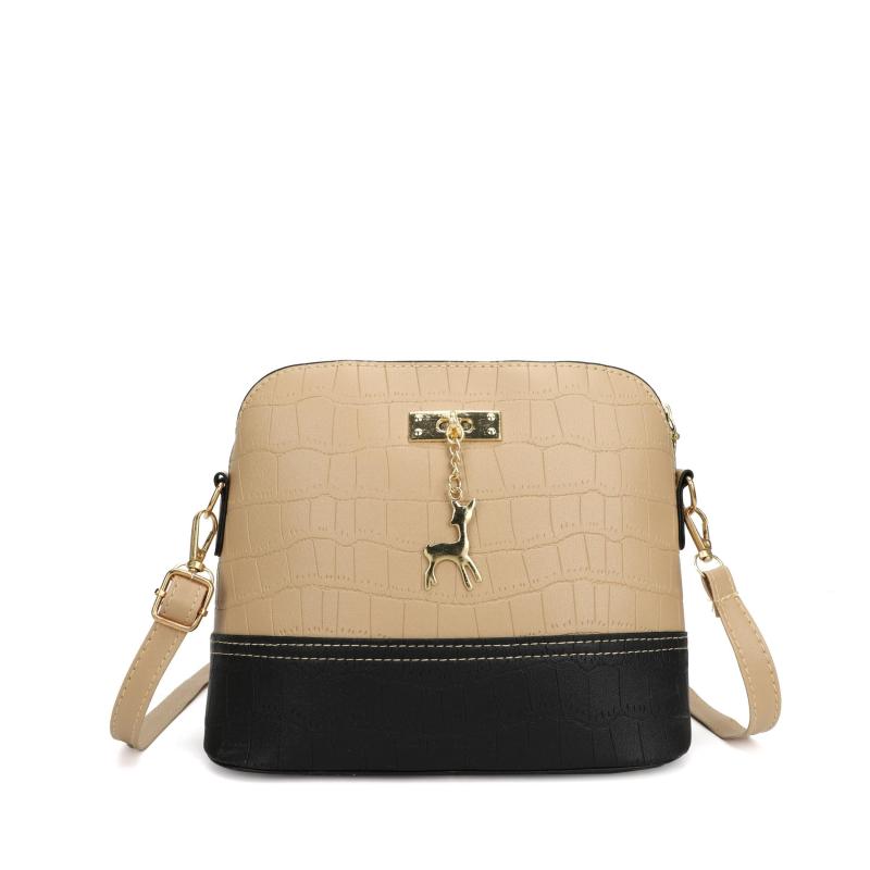 Metal Deer Decor Crocodile Shoulder Bag Faux Leather Crossbody Bag
