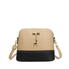 Metal Deer Decor Crocodile Shoulder Bag Faux Leather Crossbody Bag