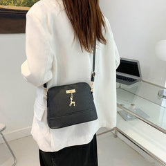 Metal Deer Decor Crocodile Shoulder Bag Faux Leather Crossbody Bag