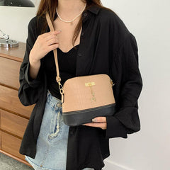 Metal Deer Decor Crocodile Shoulder Bag Faux Leather Crossbody Bag