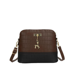 Metal Deer Decor Crocodile Shoulder Bag Faux Leather Crossbody Bag