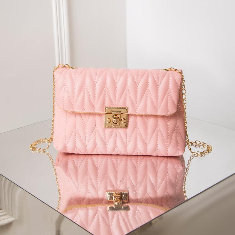 Women's Textured PU Leather Crossbody Bag with Chain Strap