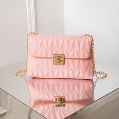 Women's Textured PU Leather Crossbody Bag with Chain Strap