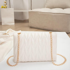 Women's Textured PU Leather Crossbody Bag with Chain Strap