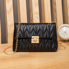 Women's Textured PU Leather Crossbody Bag with Chain Strap