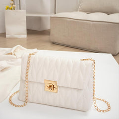 Women's Textured PU Leather Crossbody Bag with Chain Strap