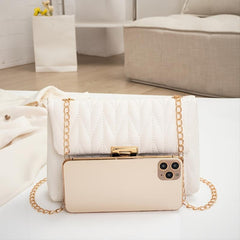 Women's Textured PU Leather Crossbody Bag with Chain Strap
