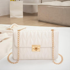 Women's Textured PU Leather Crossbody Bag with Chain Strap