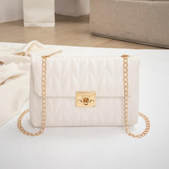 Women's Textured PU Leather Crossbody Bag with Chain Strap