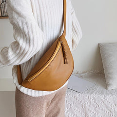 Casual Solid Crossbody Bag Women's Shoulder Bag Chest Bag Zipper Fanny Pack