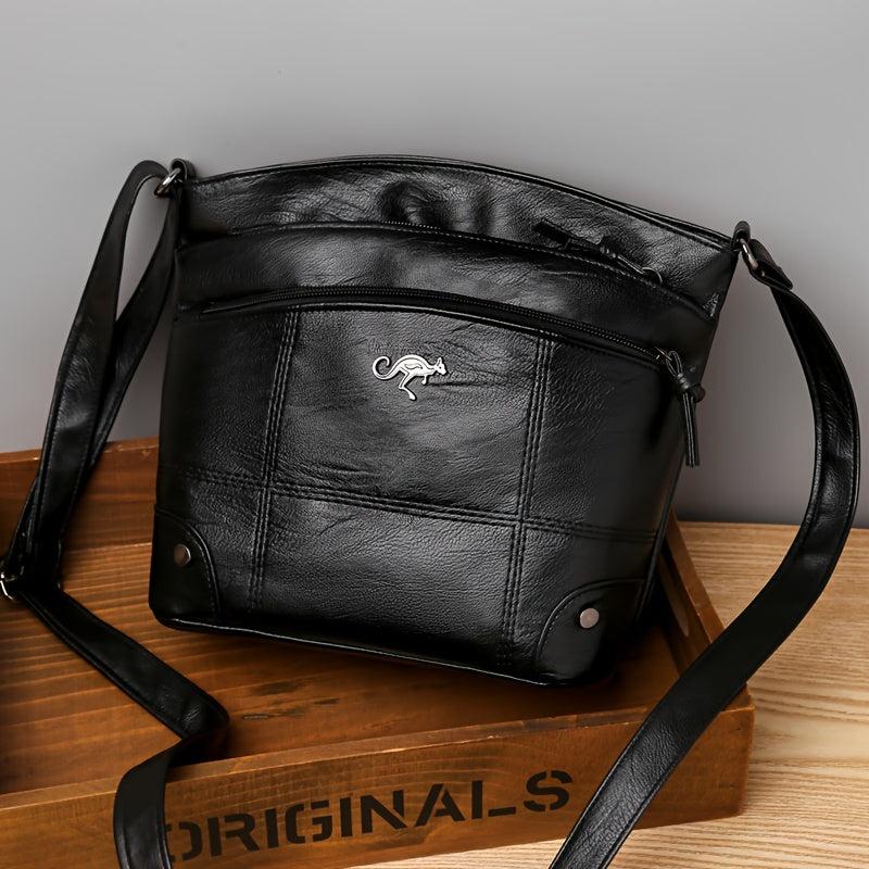 Vintage Embroidery Crossbody Bag Vegan Leather Shoulder Bag Women's Pocket
