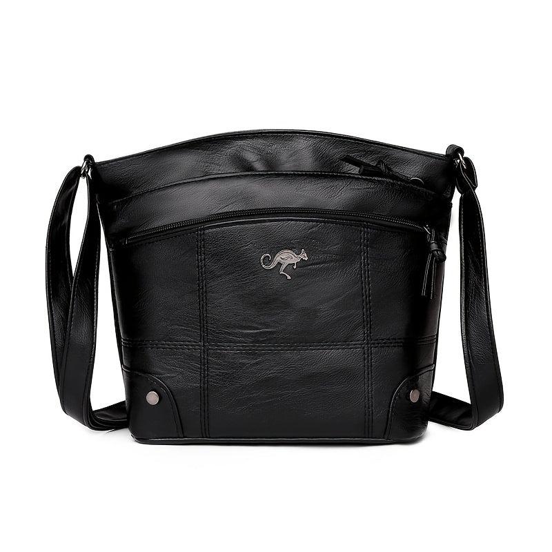 Vintage Embroidery Crossbody Bag Vegan Leather Shoulder Bag Women's Pocket