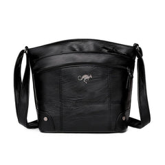 Vintage Embroidery Crossbody Bag Vegan Leather Shoulder Bag Women's Pocket