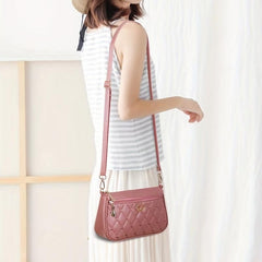 Heart Embroidery Crossbody Bag Layer Shoulder Purse Women's PU Leather Phone Bag