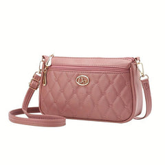 Heart Embroidery Crossbody Bag Layer Shoulder Purse Women's PU Leather Phone Bag