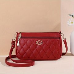 Heart Embroidery Crossbody Bag Layer Shoulder Purse Women's PU Leather Phone Bag