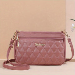 Heart Embroidery Crossbody Bag Solid Shoulder Bag Women's Every Zipper Purses