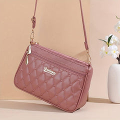 Heart Embroidery Crossbody Bag Solid Shoulder Bag Women's Every Zipper Purses