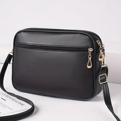 Quilted Zipper Shoulder Bag Crossbody Purse Solid Color All Match Bag