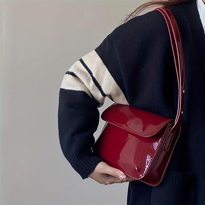 Vintage Square Shoulder Bag Flap Handbag Adjustable Strap