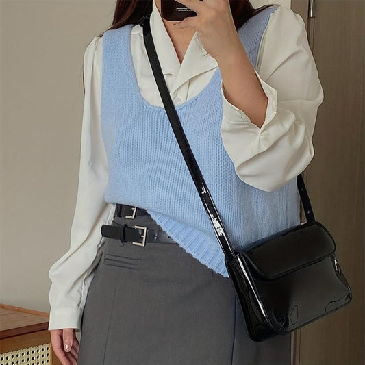 Vintage Square Shoulder Bag Flap Handbag Adjustable Strap