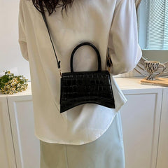 Crocodile Pattern Top Handle Crossbody Bag Versatile Shoulder Bag