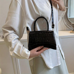 Crocodile Pattern Top Handle Crossbody Bag Versatile Shoulder Bag