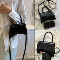 Crocodile Pattern Top Handle Crossbody Bag Versatile Shoulder Bag