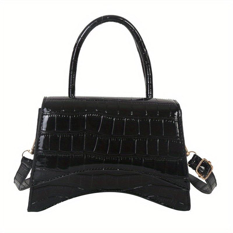 Crocodile Pattern Top Handle Crossbody Bag Versatile Shoulder Bag