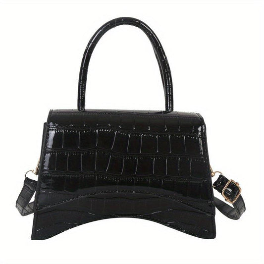Crocodile Pattern Top Handle Crossbody Bag Versatile Shoulder Bag
