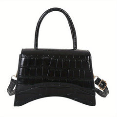 Crocodile Pattern Top Handle Crossbody Bag Versatile Shoulder Bag