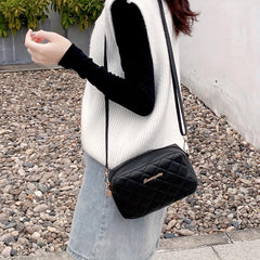 Quilted Square Crossbody Bag PU Leather Purse for Women