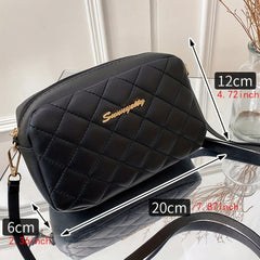 Quilted Square Crossbody Bag PU Leather Purse for Women