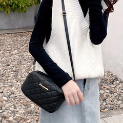 Quilted Square Crossbody Bag PU Leather Purse for Women
