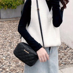 Quilted Square Crossbody Bag PU Leather Purse for Women