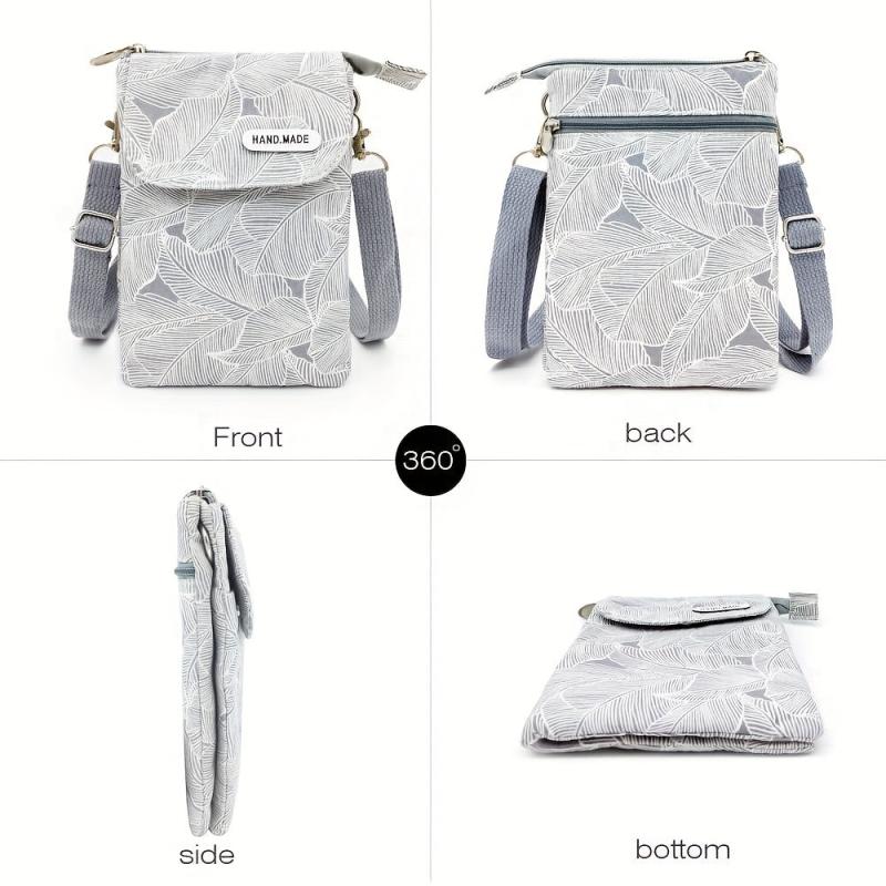 Floral Print Crossbody Phone Bag Canvas Shoulder Bag